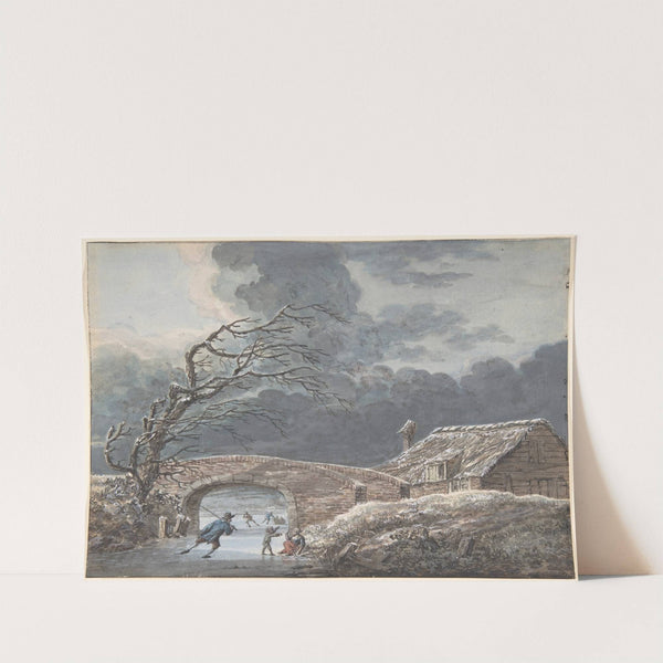 Winter Landscape with Skaters on a Frozen Canal by Vincent Jansz. van der Vinne