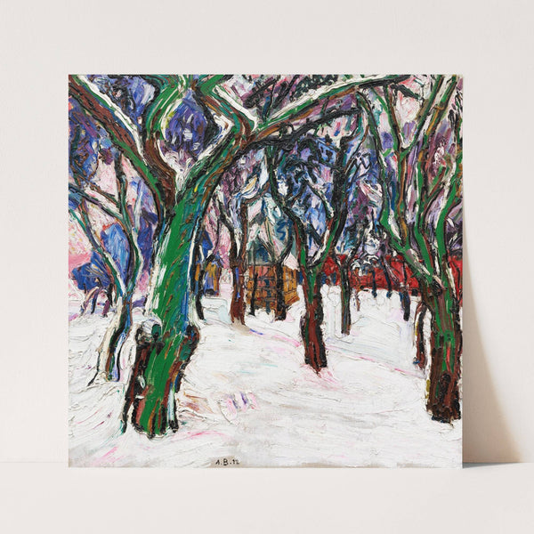 Winterbild mit Bauernhäusern (1912) by Peter August Böckstiegel