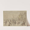 Winterlandschaft, auf dem Eis viele Schlittschuhläufer, rechts schnallt ein Mann einer Frau die Schlittschuhe an by Hendrick Avercamp