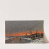 Winterlandschaft mit Dorfsilhouette im Abendrot (Ca. 1880-1890) by Johann Jungblut