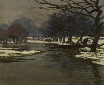 Winterlandschaft mit einem Boot