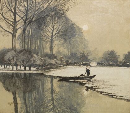 Winterlandschaft mit Kahnfischer