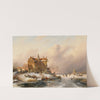 Winterlandschaft mit Schlittschuhläufern auf einem zugefrorenen See by Charles Leickert