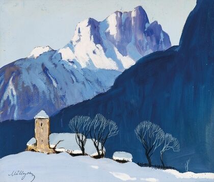 Winterlandschaft vor Bergkulisse