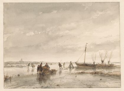 Winterlandschap met bevroren meer