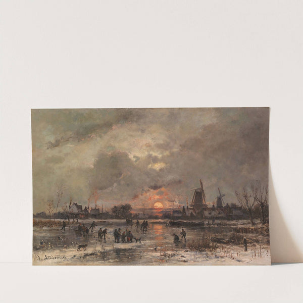 Wintervergnügen am zugefrorenen Fluß (1860-70) by Adolf Stademann