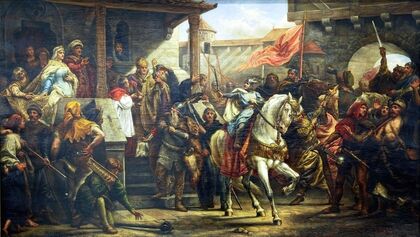 Władysław Herman blesses Bolesław the Wry-Mouthed before a war campaign (1884)