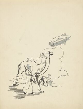 Woestijnbewoners kijken naar een luchtschip (1934)