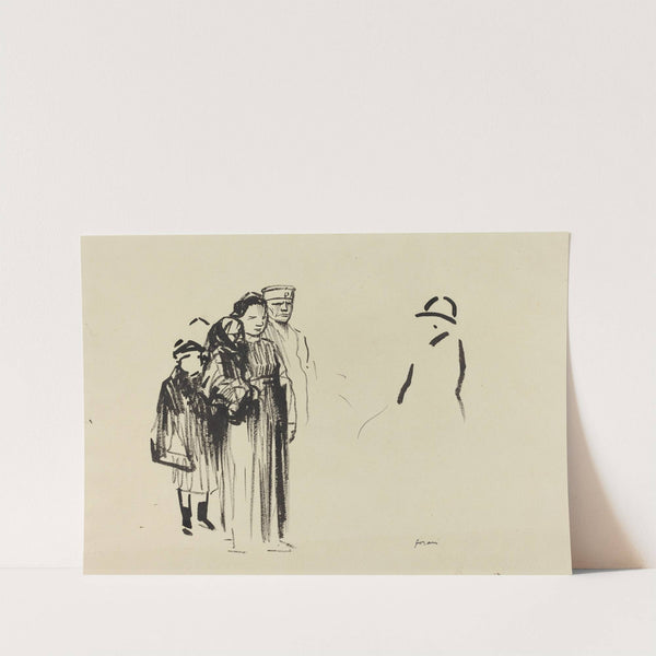 Woman and Two Children with German Soldiers (c. 1914-1919) by Jean-Louis Forain