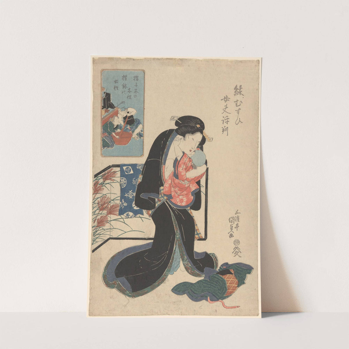 Woman Clasping Baby by Utagawa Kunisada (Toyokuni III)