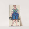 Woman dressed as a milkmaid holding a pail by Sergey Yurievich Sudeikin