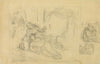 Woman Dying, Man in Bedroom, Two Sketches of Same