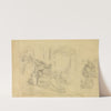 Woman Dying, Man in Bedroom, Two Sketches of Same by Eugène Delacroix