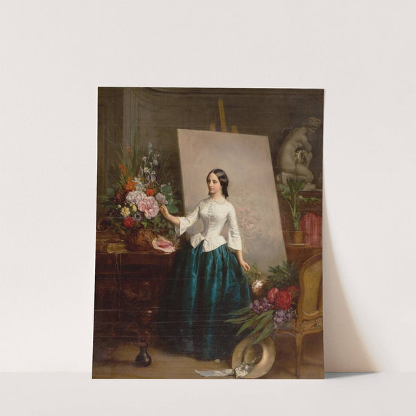 Woman Flower Painter at the Easel ( Suzanne-Estelle Beranger-Apoil) (1856) by Jean-Baptiste-Antoine-Emile Béranger