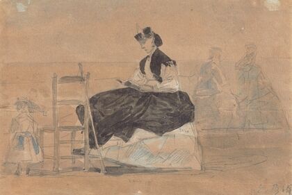 Woman in a Crinoline on the Beach of Trouville