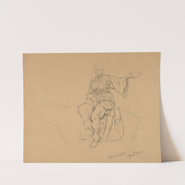 Woman in a Draped Robe, on Horseback (1895) by Hans Thoma