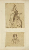Woman in cape and cowl, Florence, MCCC; Woman wearing head piece