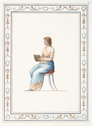 Woman in classical dress reading. — size preview