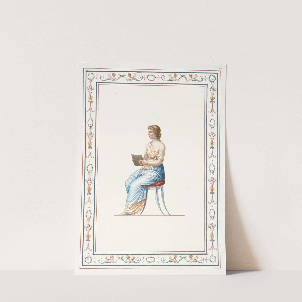 Woman in classical dress reading. by Pierre-Jean Mariette