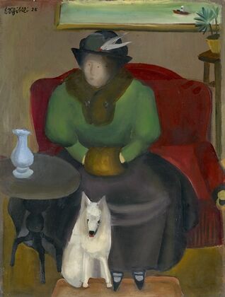 Woman in Fur with Dog