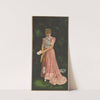 Woman in pink dress holding folded paper (1875) by Julius Bien &amp; Company