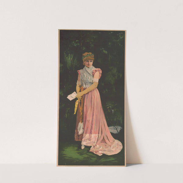 Woman in pink dress holding folded paper (1875) by Julius Bien &amp; Company