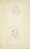 Woman in profile; Figure in hat and neck ornament
