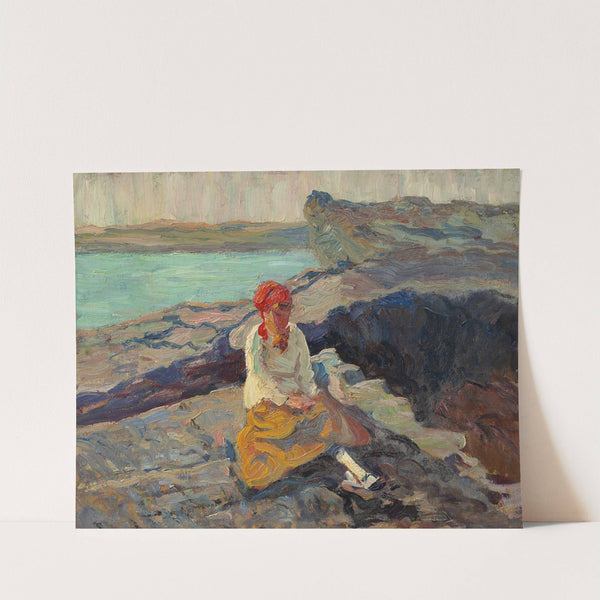 Woman in Red Scarf Near the Seashore by Walt Kuhn