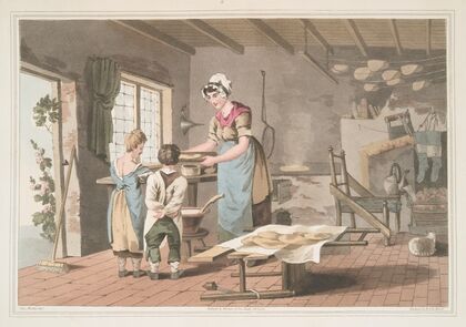 Woman making oat cakes, Plate 9