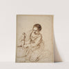 Woman on her knees holding a pestle and a mortar by Guercino