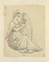 Woman playing harp, 1300