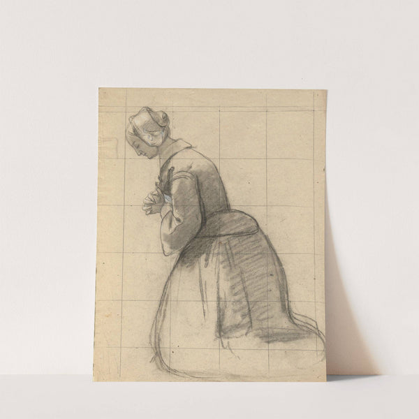 Woman praying, sketch for Signing of the Compact in the Cabin of the Mayflower by Edwin White
