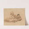Woman Seated on the Ground with Two Children by Rembrandt van Rijn