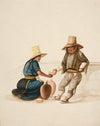Woman Selling Beverage to Indian Man