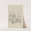Woman sitting at a table by Philipp Rumpf