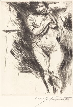 Woman Undressing (Akt mit hochgehobenem Hemd) (1921)