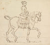Woman Wearing a Tricorne Hat, Riding to Right