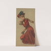 Woman wearing red coat and hat with fur muffler in the snow (1907) by Gray Litho. Co
