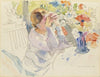 Woman with a flower bouquet