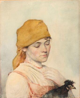 Woman with a hen (before 1885)