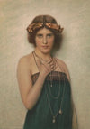 Woman with green dress and silver necklaces with pendants (1909)