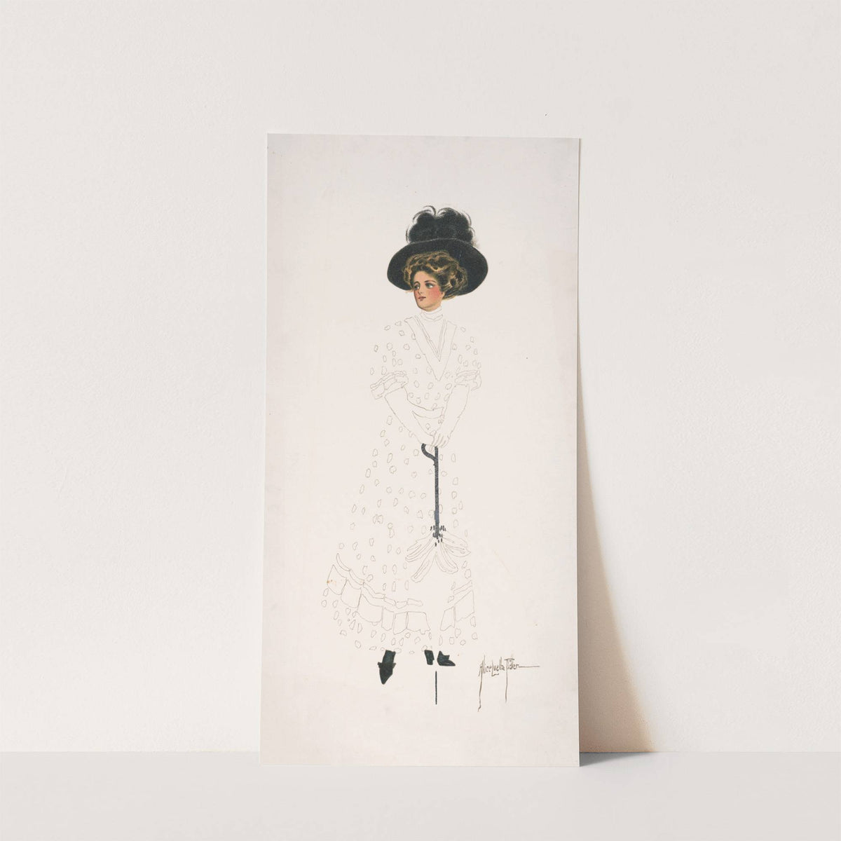 Woman with hat and umbrella by Alice Luella Fidler