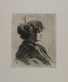 Woman with Scarf and Disheveled Hair