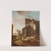 Woman with sheep at the ruins of the gatehouse of Brederode castle by Jan Baptist Wolfaerts