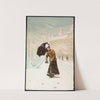Woman with umbrella in winter weather by John Fredrikson Bog &amp; Kunstfolag
