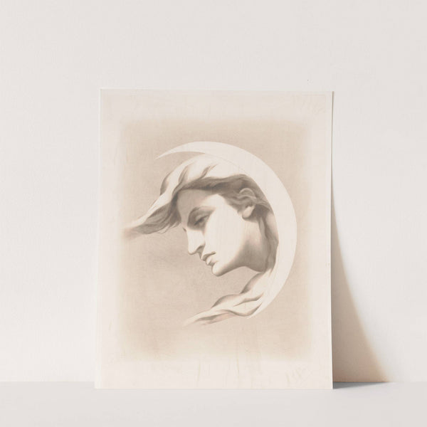 Woman’s face with crescant (1876) by Doll &amp; Richards
