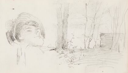 Woman’s head ; Landscape, trees