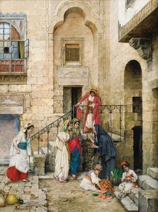 Women In An Oriental Courtyard