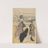Women in Lavender Kimonos, Man in Black, Fan and Swords by Toyokuni Utagawa