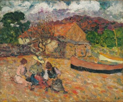 Women seated on the beach — size preview